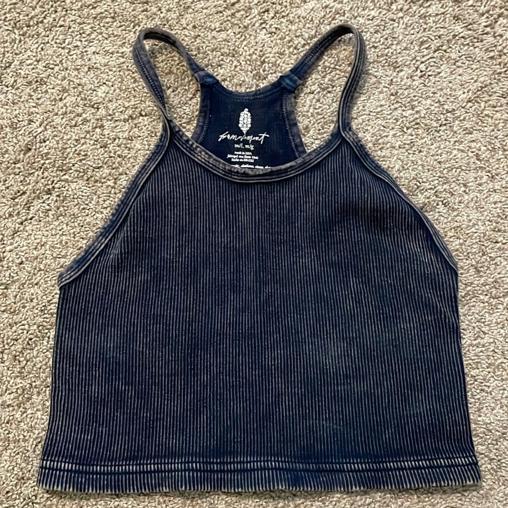 FP Movement by Free People Black Ribbed Racerback Tank Top